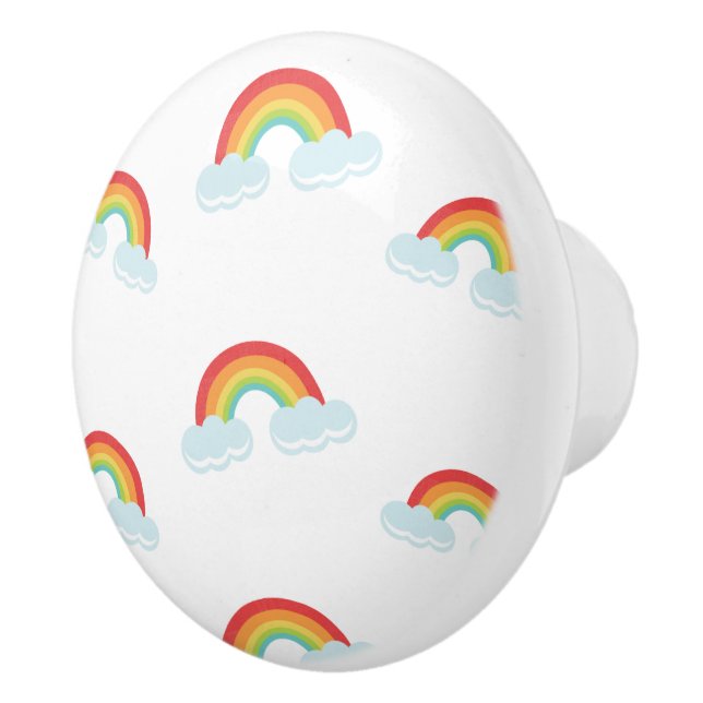 Cute Rainbow with Clouds Pattern Ceramic Knob (Right)