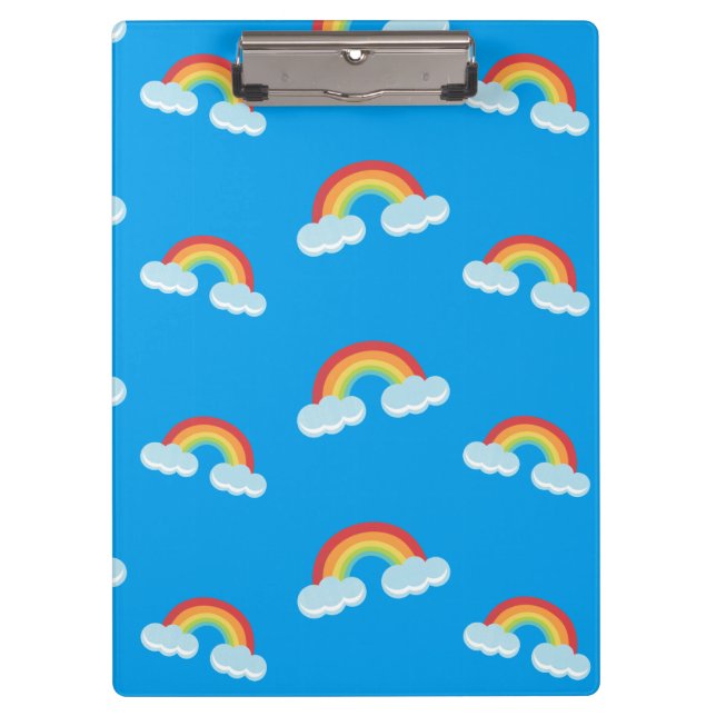 Cute Rainbow with Clouds Pattern Clipboard (Front)