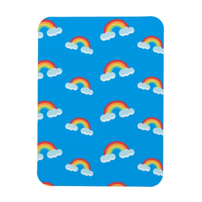 Cute Rainbow with Clouds Pattern Magnet (Vertical)