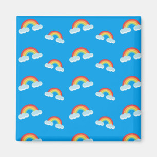Cute Rainbow with Clouds Pattern Magnet