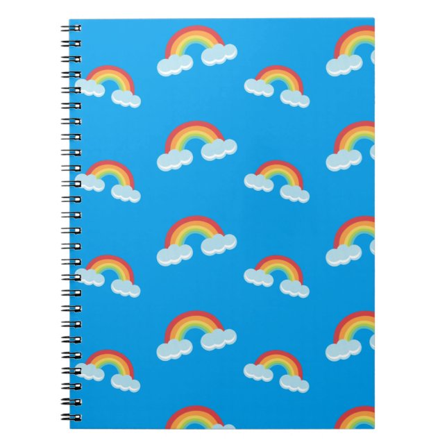 Cute Rainbow with Clouds Pattern Notebook (Front)