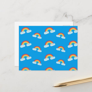 Cute Rainbow with Clouds Pattern Postcard