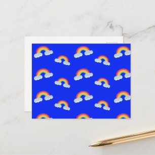 Cute Rainbow with Clouds Pattern Postcard