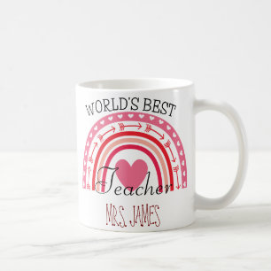Cute Rainbow World's Best Teacher Valentine Gift Coffee Mug