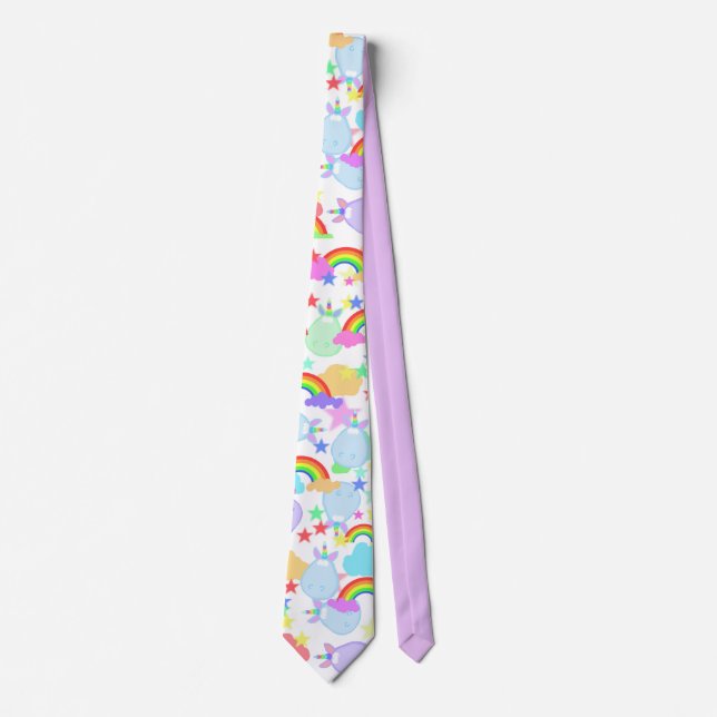Cute Rainbows And Unicorns Fun Tie (Front)
