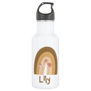Cute Rainbows  Butterflies Pink Brown Bohemian 532 Ml Water Bottle