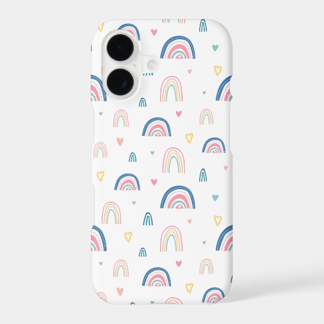 Cute Rainbows & Hearts Pattern iPhone Case (Back)