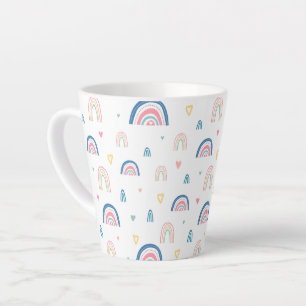 Cute Rainbows & Hearts Pattern Latte Mug