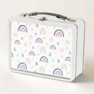Cute Rainbows & Hearts Pattern Metal Lunch Box