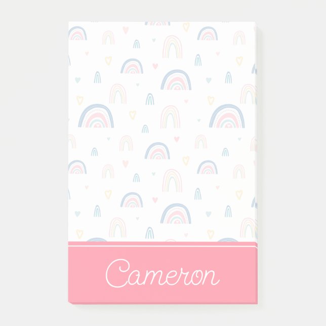 Cute Rainbows & Hearts Pattern Post-it Notes (Front)