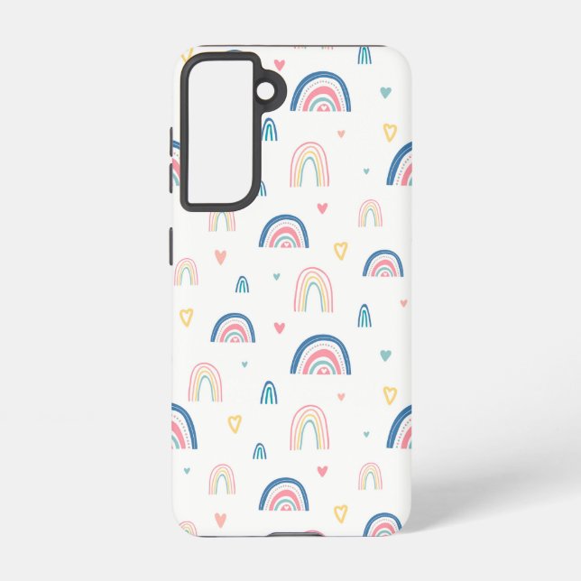 Cute Rainbows & Hearts Pattern Samsung Galaxy S21 Case (Back)