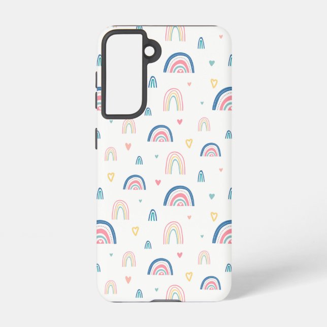 Cute Rainbows & Hearts Pattern Samsung Galaxy S21 Case (Back)
