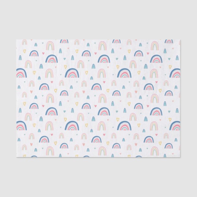 Cute Rainbows & Hearts Pattern Tissue Paper (Front)
