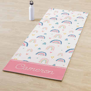 Cute Rainbows & Hearts Pattern Yoga Mat