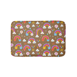 cute rainbows pattern bath mat