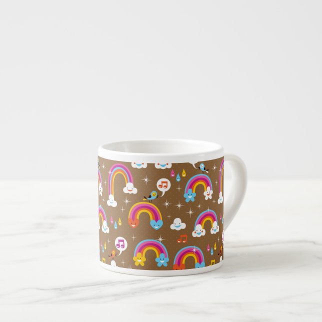 cute rainbows pattern espresso cup (Front Right)