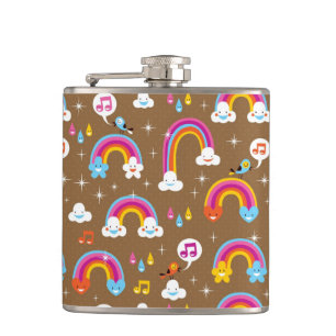 cute rainbows pattern hip flask