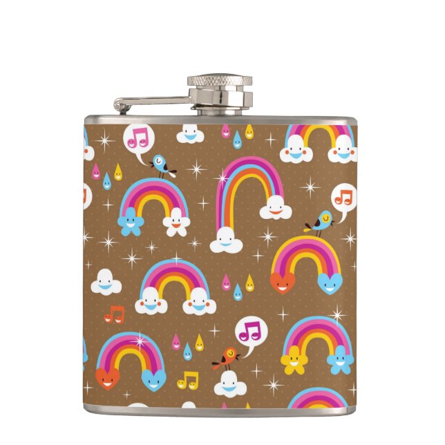 cute rainbows pattern hip flask (Front)