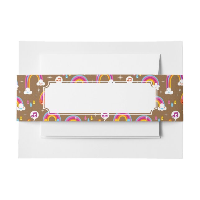 cute rainbows pattern invitation belly band (Front Example)