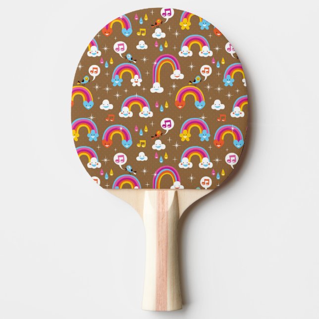 cute rainbows pattern ping pong paddle (Front)