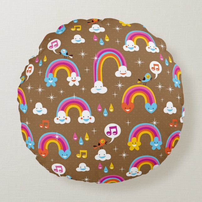 cute rainbows pattern round cushion (Front)