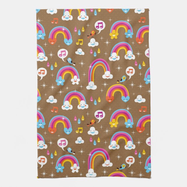 cute rainbows pattern tea towel (Vertical)