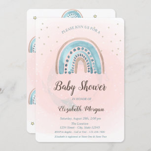 Cute Rainbows Stars Baby Shower Invitation