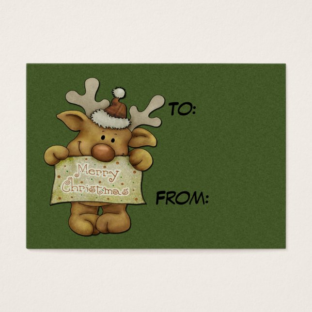 Cute Raindeer Holiday Tags (Front)