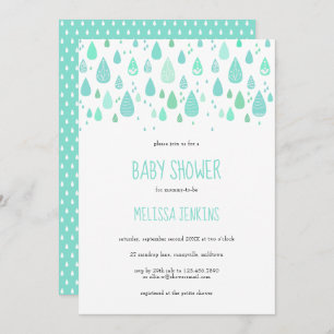 Cute Raindrops Baby Shower / Sprinkle Invitation