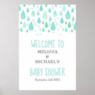 Cute Raindrops Baby Shower / Sprinkle Welcome Poster