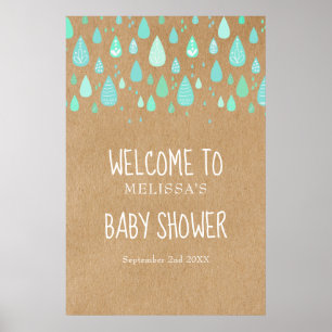 Cute Raindrops Baby Shower / Sprinkle Welcome Sign