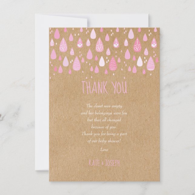 Cute Raindrops Baby Shower Thank You Poem Card (Front)
