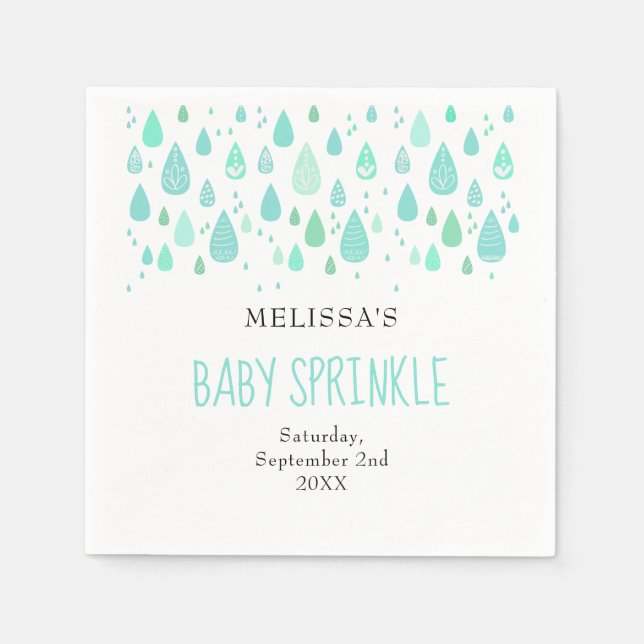 Cute Raindrops Couples Baby Sprinkle / Shower Napkin (Front)