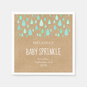 Cute Raindrops Couples Baby Sprinkle/Shower Rustic Napkin
