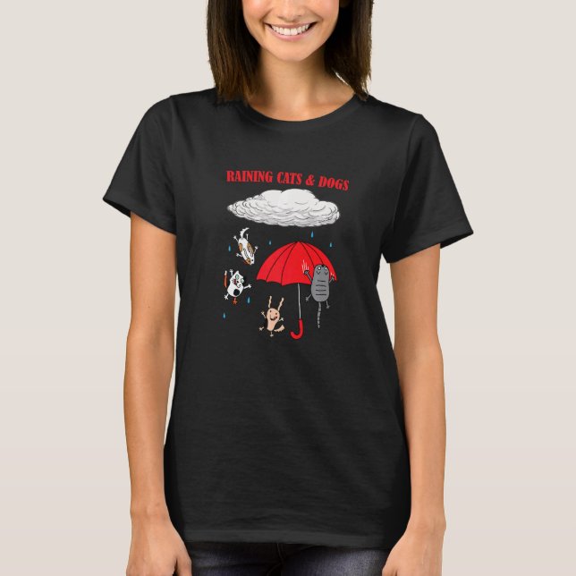 Cute Raining Cats And Dogs Pet T-Shirt (Front)