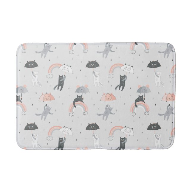 Cute Raining Cats Pattern Bath Mat (Front)