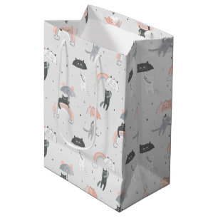 Cute Raining Cats Pattern Medium Gift Bag