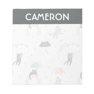 Cute Raining Cats Pattern Notepad