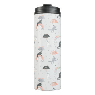 Cute Raining Cats Pattern Thermal Tumbler