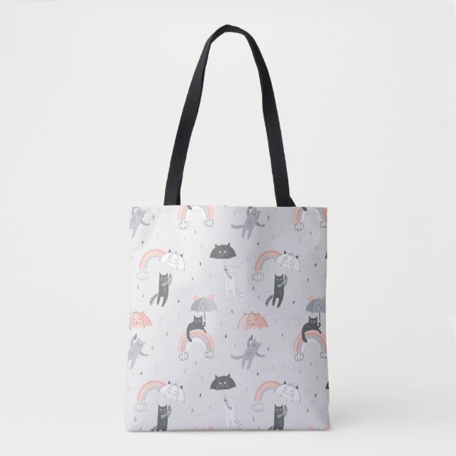 Cute Raining Cats Pattern Tote Bag (Front)
