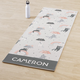 Cute Raining Cats Pattern Yoga Mat