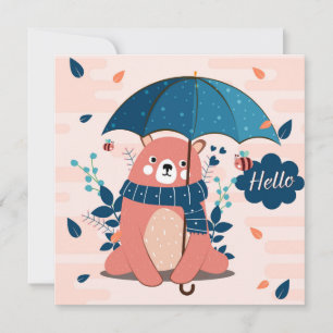 Cute Rainy Day Bear Note Card