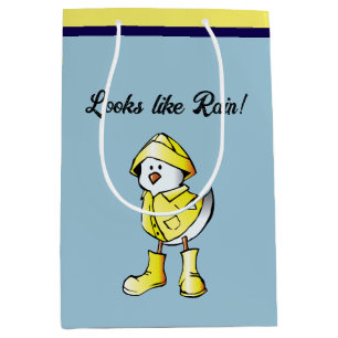 Cute Rainy Day Chick – “Looks Like Rain” Cartoon Medium Gift Bag
