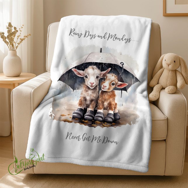 Cute Rainy Day Goats Sherpa Blanket (Creator Uploaded)