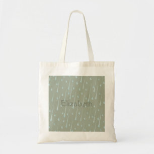 Cute Rainy Day Personalised Olive Green Tote Bag