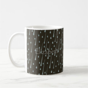 Cute Rainy Day Personalised Sepia Brown Coffee Mug