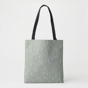 Cute Rainy Day Personalizable Olive Green Tote Bag