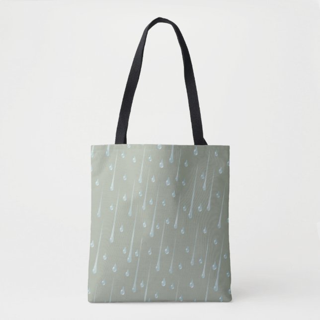 Cute Rainy Day Personalizable Olive Green Tote Bag (Front)