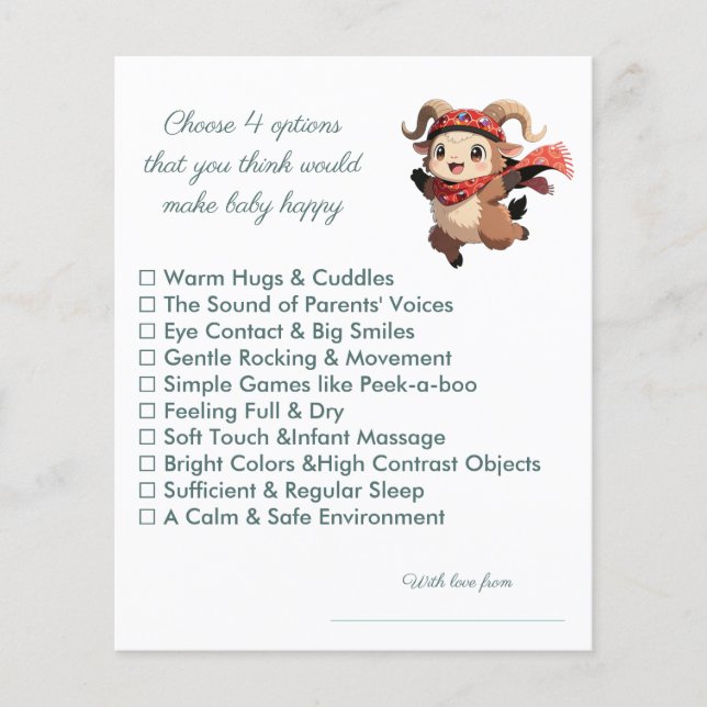 Cute Ram Baby Shower Happy Baby Game (Front)