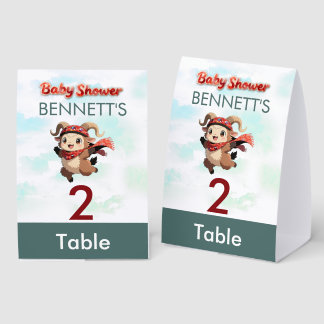 Cute Ram Winter Baby Shower Table Number